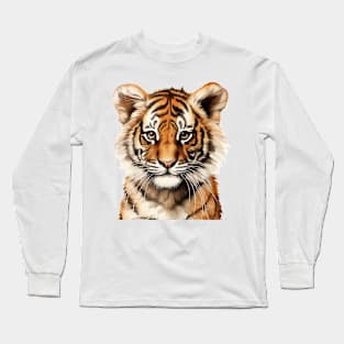 Watercolor Portrait of a Little Tiger Long Sleeve T-Shirt